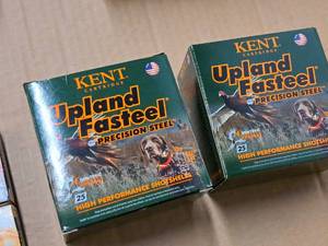 lot 766 image: Lot of (2 Boxes) Kent Upland Fasteel Precision Steel 12 Gauge 2-34 1-18oz 6 Shot High Performance Shotshells 25-count