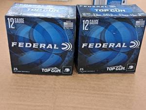 lot 774 image: Lot of (2 Boxes) Federal Top Gun 12 Gauge 2 1-18oz 9 Shot Shotshells 25-count