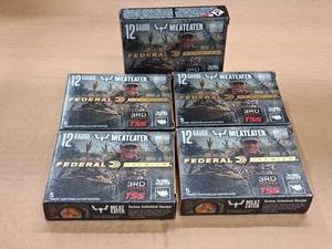 lot 778 image: Lot of (5 Boxes) Federal Premium Meateater 3rd Degree TSS 12 Gauge 3-12 2oz 5-6-7 Shot Turkey Shotshells 5-count
