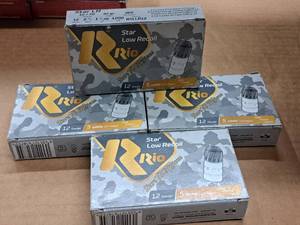lot 782 image: Lot of (4 Boxes) Rio Star 12 Gauge 1270 2-34 1-18oz 32 gr Low Recoil Game Cartridges 5-count