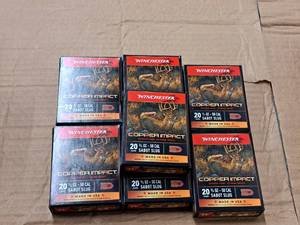lot 795 image: Lot of (7 Boxes) Winchester Copper Impact 20 Gauge 2-34 34oz 50 cal Copper Sabot Slug Shotshells 5-count