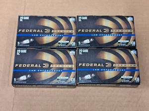 lot 792 image: Lot of (4 Boxes) Federal Premium Law Enforcement Truball Tactical 12 Gauge 2-34 438 gr Rifled Slug Shotshells 5-count