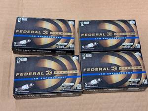 lot 792A image: Lot of (4 Boxes) Federal Premium Law Enforcement Truball Tactical 12 Gauge 2-34 438 gr Rifled Slug Shotshells 5-count