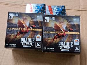 lot 802 image: Lot of (2 Boxes) Federal Prairie Storm FS Lead Premium 20 Gauge 2-34 1oz 4 Shot Upland Shotshells 25-count