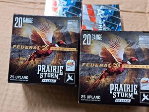 lot 803 image: Lot of (2 Boxes) Federal Prairie Storm FS Lead Premium 20 Gauge 2-34 1oz 4 Shot Upland Shotshells 25-count