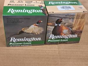 lot 806 image: Lot of (2 Boxes) Remington Pheasant Load 20 Gauge 2-34 1oz 4 Shot Plastic Shotshells 25-count
