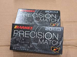 lot 969 image: Lot of (2 Boxes) Barnes Precision Match 6.5 Creedmore 140 gr OTM BT Rifle Cartridges 20-count