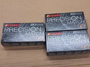 lot 968 image: Lot of (3 Boxes) Barnes Precision Match 6.5 Creedmore 140 gr OTM BT Rifle Cartridges 20-count