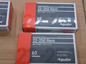lot 936 image: Lot of (2 Boxes) Aguila 22-250 REM 60 gr Soft Point Centerfire Cartridges 20-count