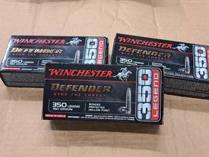 lot 947 image: Lot of (3 Boxes) Winchester Defender 350 Legend 160 gr Bonded Protected Hollow Point Cartridges 20-count
