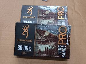 lot 954 image: Lot of (2 Boxes) Browning Long Range Pro 30-06 Springfield 195 gr Rifle Cartridges 20-count