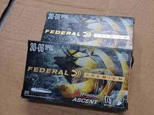 lot 953 image: Lot of (2 Boxes) Federal Premium Terminal Ascent 30-06 Springfield 175 gr Centerfire Rifle Cartridges 20-count