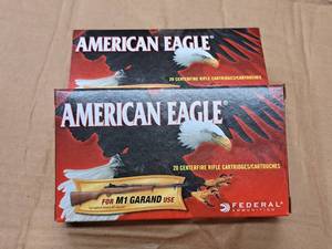 lot 952 image: Lot of (2 Boxes) American Eagle M1 Garand 30-06 Springfield 150 gr FMJ Centerfire Rifle Cartridges 20-count