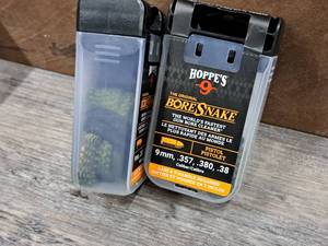 lot 1159 image: Lot of (2) Hoppes No. 9 9mm, .357, .380, .38 Caliber Bore Snake