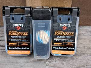 lot 1164 image: Lot of (3) Hoppes No. 9 9mm Caliber Bore Snake