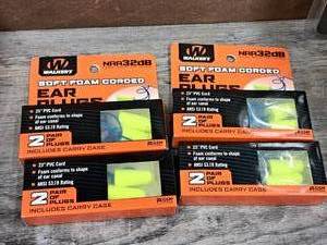 lot 1244 image: Lot of (4) Walkers Soft Foam 32dB NRR Corded Earplugs 2-piece