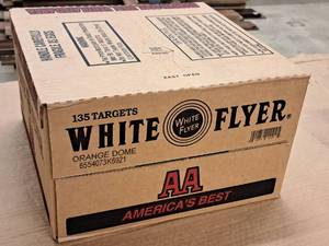 lot 1195 image: Lot of (1 Case) White Flyer Orange Dome Clay Targets 135-count