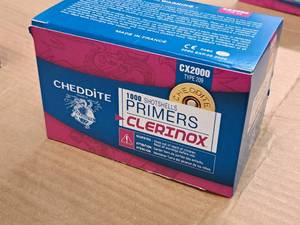 lot 835 image: Lot of (1 Case) Cheddite Clerinox Shotshells Primers 1000-count