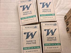 lot 858 image: Lot of (4 Boxes) Winchester Target & Practice 5.56mm M855 62 gr FMJ Rounds 20-count