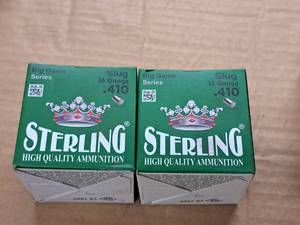 lot 885 image: Lot of (2 Boxes) Sterling Big Game Series .410 Bore 36 Gauge 2-12 14oz Slug