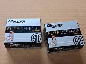lot 896 image: Lot of (2 Boxes) Sig Sauer Elite Defense V-Crown 9mm Luger 124 gr Cartridges 20-count