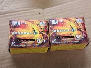 lot 890 image: Lot of (2 Boxes) Federal Fusion 10mm Auto 200 gr Bonded Soft Point Pistol Cartridges 20-count