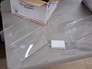 lot 1312 image: Assorted Acrylic Displays - (30) Cards, (4) 9x5x3-12, (1) 3-12x2-12x1
