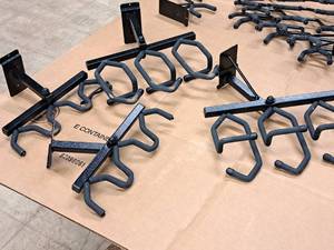 lot 1327 image: Lot of (4) Slat Wall Gun Display Hooks 3-gun