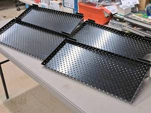 lot 1318 image: Lot of (4) Slat Wall Shelves 24x10-12