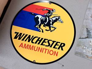 lot 1350 image: Winchester Ammunition Tin Sign 11-34