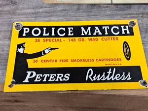 lot 1347 image: Peters Rustless Police Match Porcelain Sign 10x6