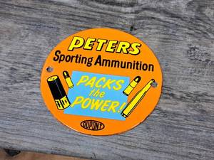 lot 1345 image: Peters Sporting Ammunition Porcelain Sign 5
