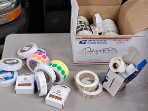 lot 1390 image: Lot of (1 Box) Assorted StickersLabels