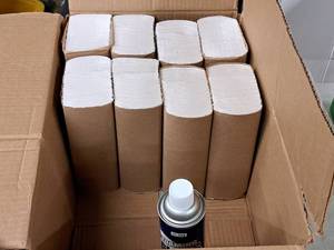 lot 1398 image: Lot of (8) Paper Towel Bundles with Can Foaming Glass Cleaner
