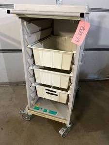 Storage Supply Semi Enclosed Trolley Cart with 3 Removable Bin Drawers - Great Condition