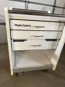 Physio-Control Emergency 3-Drawer Supply Storage Crash Cart With Fold Down Side Table - Great Condition