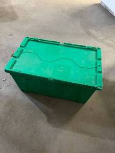 Lot of 4 Buckhorn Industrial Stackable Storage Containers with Hinged Attached Lids - Good Condition