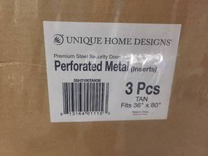 3pc Perforated Metal Inserts for security doors