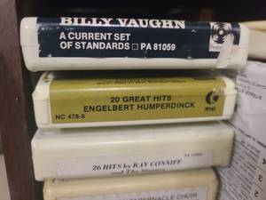 Rotating Small Cabinet of Vintage 8-Tracks