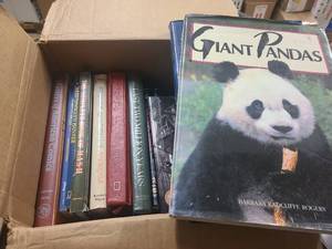 Box of extra large sized books on history, culture and comics