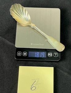 lot 6 image: Vintage F.F. Egan Sterling Silver Clam Shell Spoon w Engraving (18 grams)