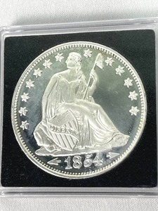 lot 7 image: 1854 Seated Liberty 1 Troy Ounce .999 Silver Round