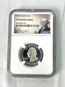 lot 11 image: 1995 S Silver 25C PF 69 Ultra Cameo
