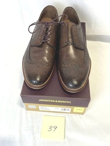 lot 39 image: New Johnston & Murphy Conard Mahogany Calfskin Wingtip Dress Shoes (Mens 11.5)
