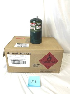 lot 59 image: New Case of Coleman Propane 16oz Camping Cylinders - 12 Pack