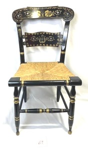 lot 69 image: Vintage Ethan Allen Button Back Hitchcock Chair - Good condition with some wear