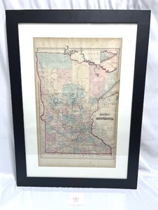 lot 91 image: Antique Grays Atlas Map of Minnesota (Frame Size 27 x 36.75)