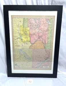 lot 92 image: Antique Rand-McNally Indexed Atlas of St. PaulMinneapolis (Frame Size 27 x 36.75)