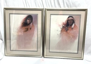 lot 94 image: Amazing Ozz Franca Signed and Numbered (PP 1010) Printers Proof Art Prints Pink Navajo and Young Warrior (26 x 32 Frames)