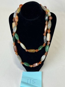 lot 115 image: Vintage Agate Stone Beggars Bead Necklace from the Estate of General John W. Vessey, Jr.